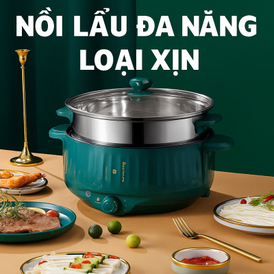 Nồi Lẩju Điện 2 Tầng Đa Năng Loại Xịn – Hấp, Xào, Nấu Mọi Món Ăn, ĐÈN TRANG TRÍ