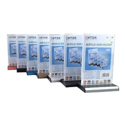 Kệ menu nhà hàng, Standee mica để bàn, Bảng quét mã QR Code, Kệ mica 2 mặt Enter E33 100x150mm đế nhôm A6