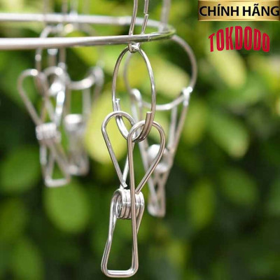 Móc Treo Quần Áo, Móc Phơi Đồ Trẻ Em Inox Kẹp Chống Rơi Kiểu Tròn 20 Kẹp Thương Hiệu TOKDODO