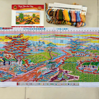 Tranh thêu chữ thập Quê hương mùa lúa chín 8Z706L, kích thước 100 x 50 cm, thêu kín