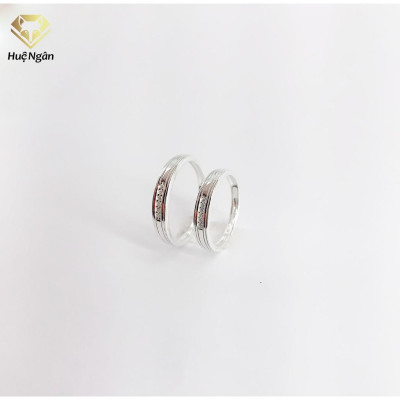 Nhẫn đôi bạc Ý 925 Huệ Ngân - Đính Đá yêu thương RR1785