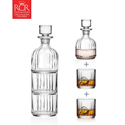 Bộ 1 Bình Rượu 345ml và 2 Ly Rượu 367ml Thuỷ Tinh Pha Lê Ý RCR - Combo