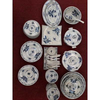 Bộ bát đĩa men rạn cổ. Gốm sứ Bát Tràng cao cấp.