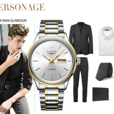 Đồng hồ nam chính hãng Kassaw K883-1 hàng mới 100% ,kính sapphire chống nước,chống xước,máy cơ (Automatic),dây kim loại thép không gỉ 316L ,kiểu dáng đơn giản ,size mặt to 42mm
