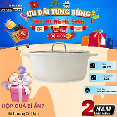 Nồi Phủ Gốm Xtrema Chống Dính Haatz Size 24cm, Dùng mọi loại bếp, An toàn, Hàng Chính Hãng Bảo Hành 24 tháng