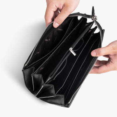 Ví Cầm Tay Nam Gence Da Bò Taiga HT06 Màu Đen