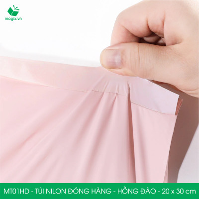 MT21HD - 32x45 cm  - Túi nilon gói hàng - 200 túi niêm phong đóng hàng màu hồng đào
