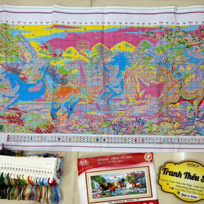 Tranh thêu kín Mã đáo thành công vs8262, kích thước 120 x 55 cm