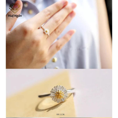 Nhẫn bạc Ý 925 Huệ Ngân - Cúc họa mi RR1136