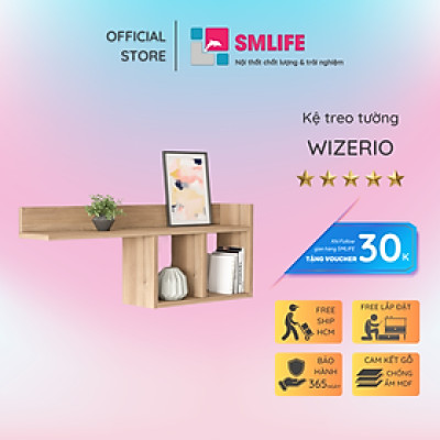 Giá sách treo tường bằng gỗ hiện đại SMLIFE Wizerio