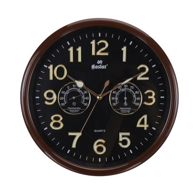 Đồng Hồ Treo Tường Có DẠ QUANG Và NHIỆT ẨM KẾ CƠ (Không Dùng Pin) - Máy EASTAR KIM TRÔI - SỐ NỔI 3D - Tặng Pin Maxell