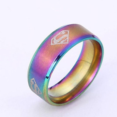 Nhẫn titan nam đánh dấu siêu nhân nhiều màu cao cấp thời trang thép không gỉ