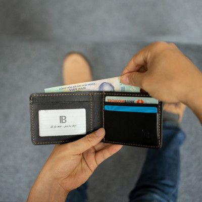 Ví mini nam da bò sáp ngựa điện Crazyhorse V125 cao cấp, bóp đựng thẻ da thật, đường chỉ tinh tế, ví nam nhỏ gọn dáng đứng, fullbox, thương hiệu Bụi leather chuyên đồ da thật