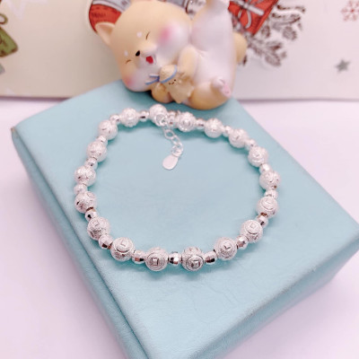 Lắc Tay Nữ Bạc Hiểu Minh LTU522 Bi Tròn Bạc Ý