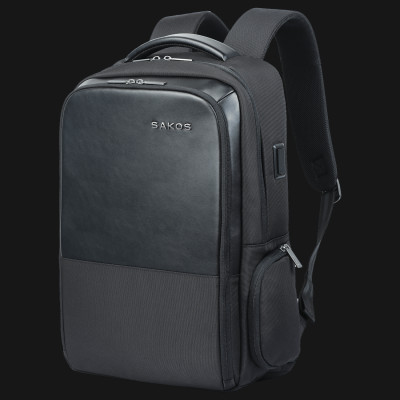 Balo Laptop 15.6 Inch SAKOS PLANUS Phối Da Cao Cấp - Hàng Chính Hãng