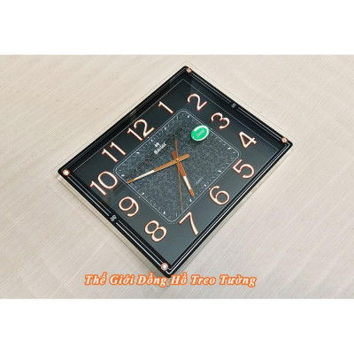 Đồng Hồ Eastar Chữ nhật Mặt Kính Nổi 3D Có Dạ Quang, Kim trôi (Mặt Đen)