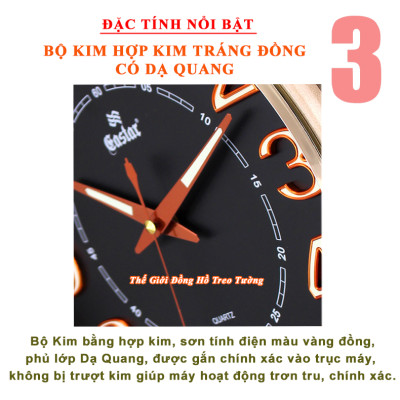 Đồng Hồ Treo Tường Cao Cấp EASTAR Có DẠ QUANG Hình Vuông Cách Điệu - Máy KIM TRÔI NHẬT - Số Nổi 3D - Tặng Pin Maxell - BH 1 Năm