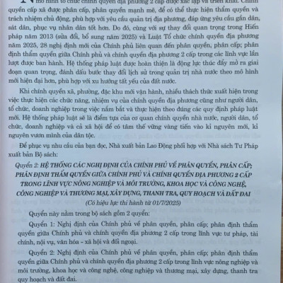 Hệ thống các nghị định của Chính phủ về phân quyền, phân cấp; phân định thẩm quyền Chính phủ và chính quyền địa phương 2 cấp (quyển 1 và 2)