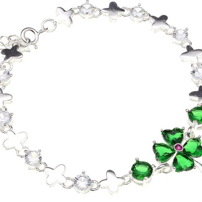 Lắc Tay Nữ Bạc Hiểu Minh LTU446G cỏ 4 lá bạc ta