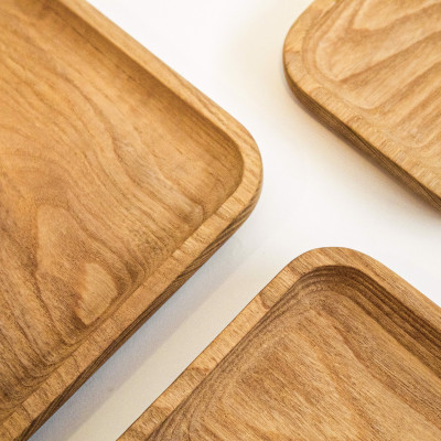 Bộ Ba Đĩa Gỗ Vuông, Tròn Bàn Ăn Thân Thiện Với Môi Trường The Craft House