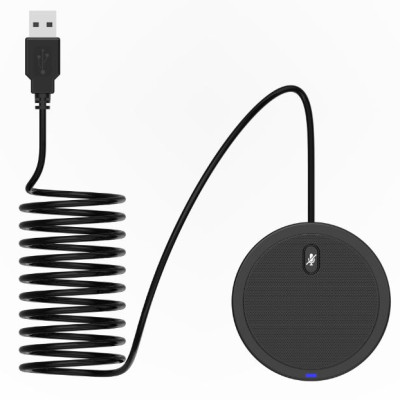 Micro thu âm đa hướng 360 độ để bàn UM02 dùng cho họp hội nghị trực tuyến chân cắm USB có LED- hàng nhập khẩu