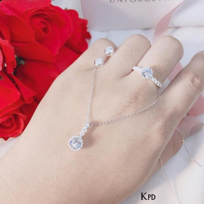 Bộ trang sức bạc đính đá nhỏ xinh MS134