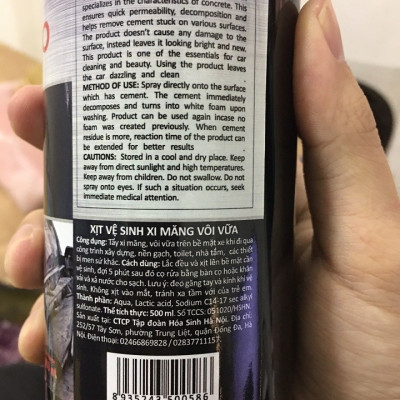 Chai xịt vệ sinh tẩy vết xi măng vôi vữa Hando 500ml