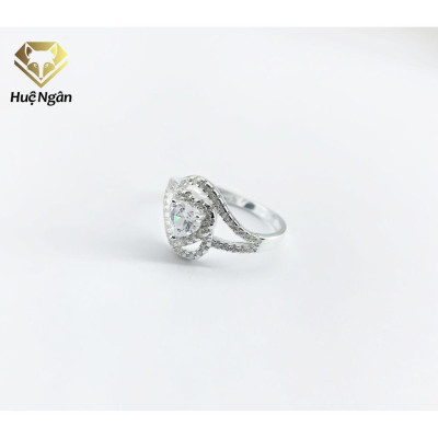 Nhẫn bạc Ý 925 Huệ Ngân - Nhẫn Tim xinh Đính Đá RR1537