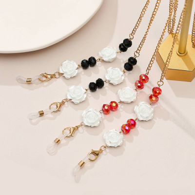 Dây đeo gọng kính hoa hồng Hàn Quốc hạt cườm ấn tượng dây đeo khẩu trang đeo airpod  chống rơi rớt tiện lợi đa năng thông minh