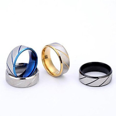 Nhẫn nam inox sọc xéo nhiều màu cao cấp thời trang thép không gỉ