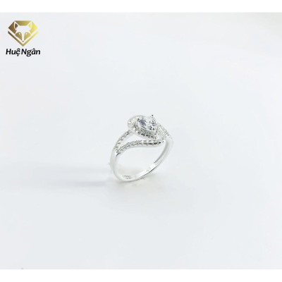 Nhẫn bạc Ý 925 Huệ Ngân - Nhẫn Tim xinh Đính Đá RR1537