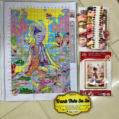 Tranh thêu kín cô gái vs8872, kích thước 50 x 68 cm