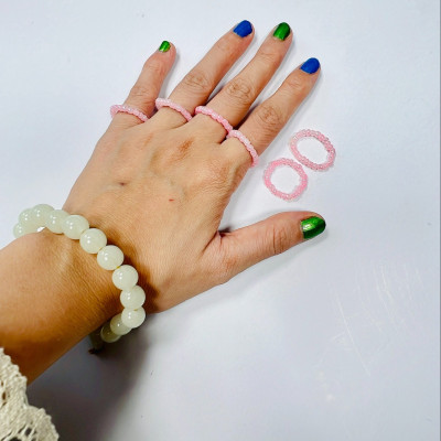 PHỤ KIỆN NỮ HANDMADE MÀU HỒNG MÃ 06 DẠNG TRÒN LẤP LÁNH