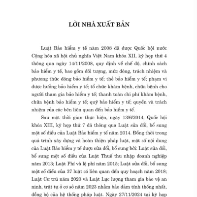 Sách - Luật Bảo Hiểm Y Tế Năm 2008 (Sửa Đổi, Bổ Sung Năm 2013, 2014, 2015, 2018, 2020, 2023, 2024)