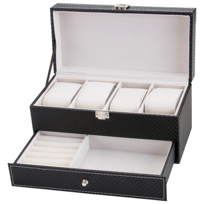 Hộp Đựng Đồng Hồ Và Trang Sức SAIKE SAIKE S444 Da Carbon