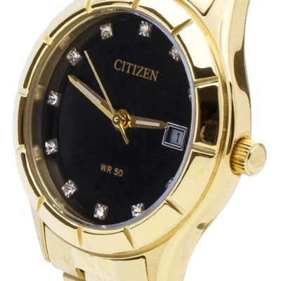 Đồng Hồ Nữ Citizen Đính Đá Swarovski Dây Thép Không Gỉ EU6042-57E - Mặt Đen