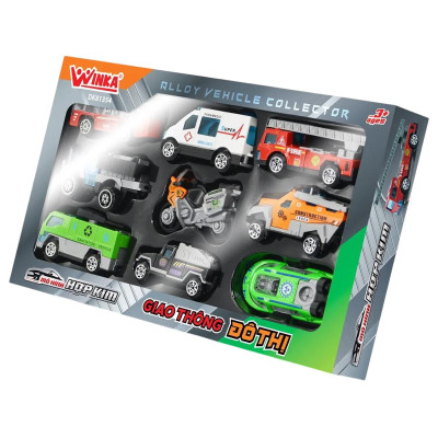 Bộ 9 Đồ Chơi Mô Hình Xe Hợp Kim - Giao Thông Đô Thị - Winka DK81354