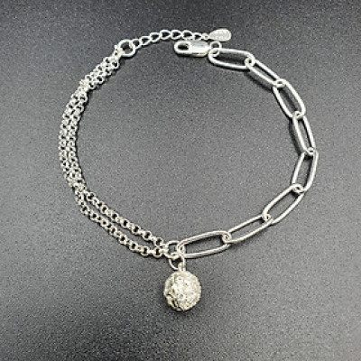 Lắc Tay Nữ Bạc Hiểu Minh LTU511 Quả Cầu Dây Xích