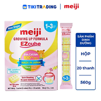 Sản phẩm dinh dưỡng công thức Meiji Growing up Formula Ezcube 560g (Dành cho trẻ từ 1-3 tuổi)
