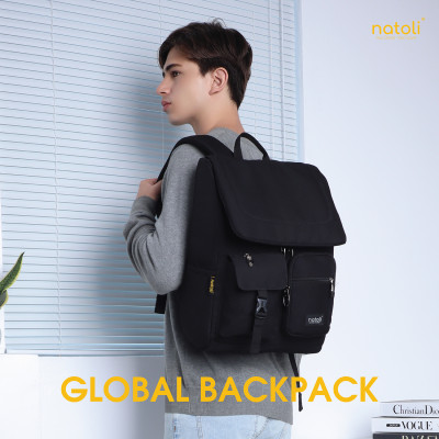 Balo đi học du lịch unisex Global Backpack B8 chính hãng NATOLI chất vải canvas kháng nước nhiều ngăn basic cao cấp