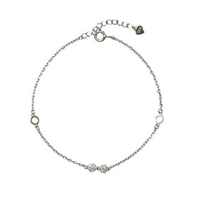 Lắc tay nữ bạc 925 mặt nơ đính đá tấm dễ thương Dế Bạc - LT4658