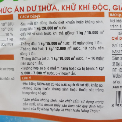 Chế Phẩm Sinh Học Xử Lý Môi Trường Nước Ao Cá NB25 (Gói 1kg)
