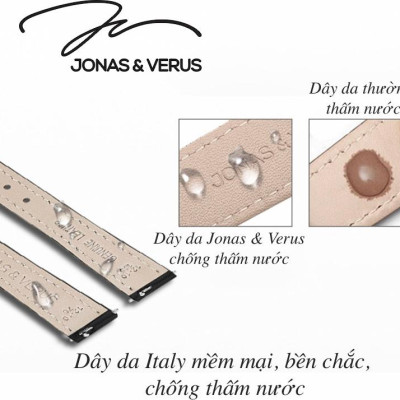 Đồng hồ đeo tay Nữ hiệu JONAS & VERUS X01647-Q3.GGWLW, Máy Pin (Quartz), Kính sappire chống trầy xước, Dây Da Italy