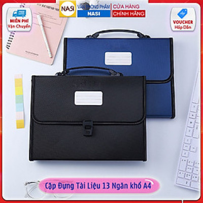 Cặp Đựng Tài Liệu Văn Phòng Phẩm NASI TL1003 nhiều ngăn khổ A4 13 ngăn phân trang tiện lợi tập file đựng lưu trữ hồ sơ văn phòng học sinh sinh viên túi đựng tài liệu nhựa PP cao cấp