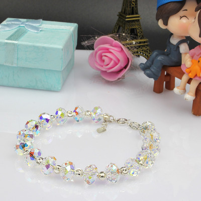 Lắc Tay Nữ Bạc Hiểu Minh LTU518 Bạc Pha Lê Loại To Rất Đẹp