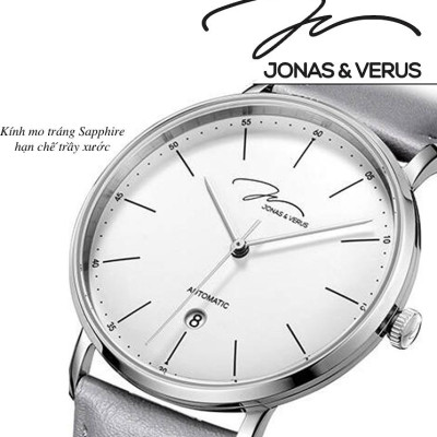 Đồng hồ đeo tay Nam hiệu JONAS & VERUS Y01544-A0.WWWLH, Máy Cơ (Automatic), Kính mo tráng sapphire hạn chế trầy xước, Dây da Italy