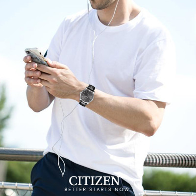 Đồng Hồ Nam Citizen Pin-Quartz Dây Da BH5001-05H - Mặt Xám Đen (42mm)