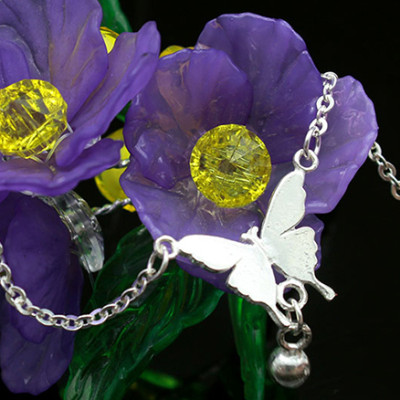 Lắc Chân Nữ Bạc Ý Bạc Hiểu Minh LC115 Con Bướm