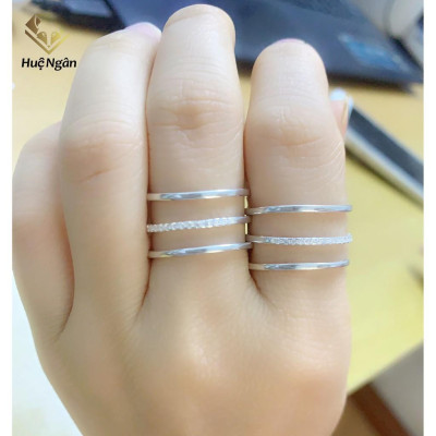 Nhẫn bạc Ý 925 Huệ Ngân - 3 Mảnh cá tính RR1705