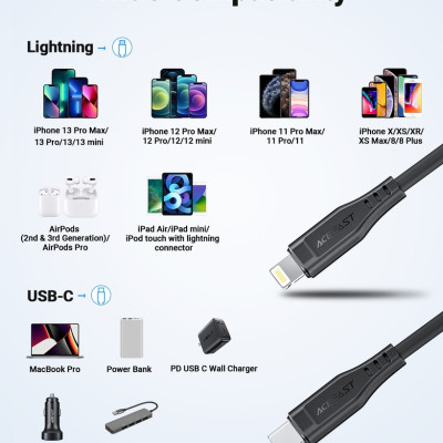 Cáp Acefast USB-C to Light.ning dài 0.3m - DC3-01 Hàng chính hãng Acefast